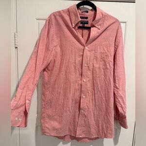 Saddlebred Shirt Mens Medium Oxford Long Sleeve Button Red Pink Cotton Salmon